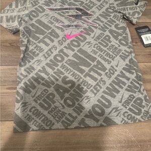 Nike Gray and Pink Kids Graphic Tee